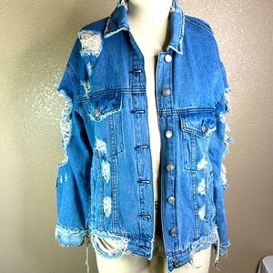 Y2K Signature 8‎ Ripped Jeans Jacket Size Small